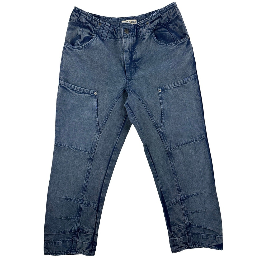 We The Free Cropped Cargo Big Dipper Washed Blue‎ Jeans Gorpcore Utility SZ 6